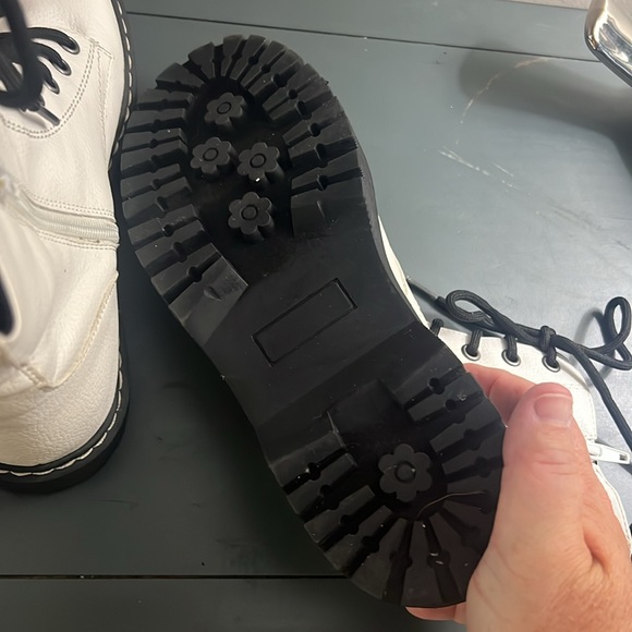 Mix No.6 - White Lace-Up Women's combat Boots faux leather zipper - Picture 7 of 12